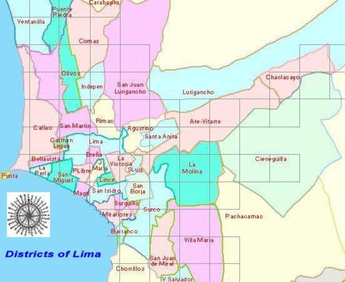 քարտեզ Lima, Պերու շրջանների